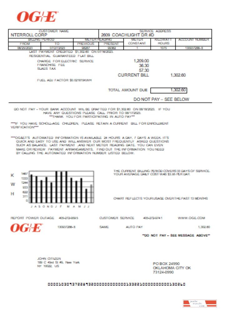 Oklahoma OGE Energy utility business bill SCR PSD template